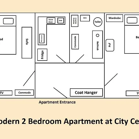 Bright 2 Bedroom At City Center